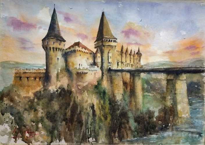 ” Castelul Corvinilor” – acuarela – 40x50cm