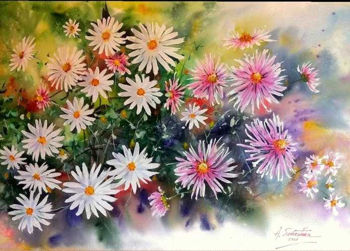 ”Flori perene” – acuarela – 60x40cm (2020)